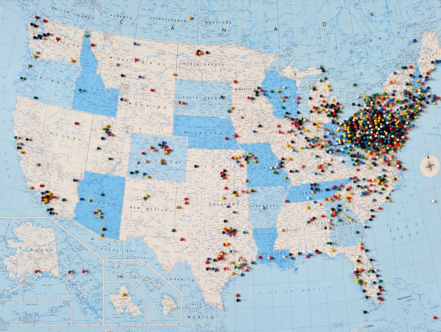 Map showing destinations across North America served by Jim Babish Auto Sales