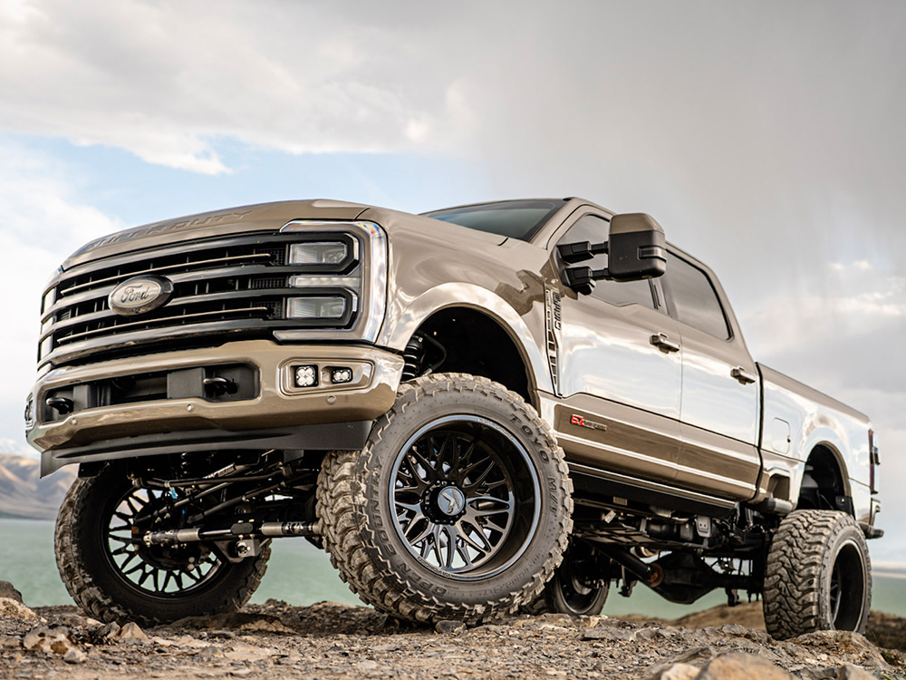 Tan Lifted Truck Stance