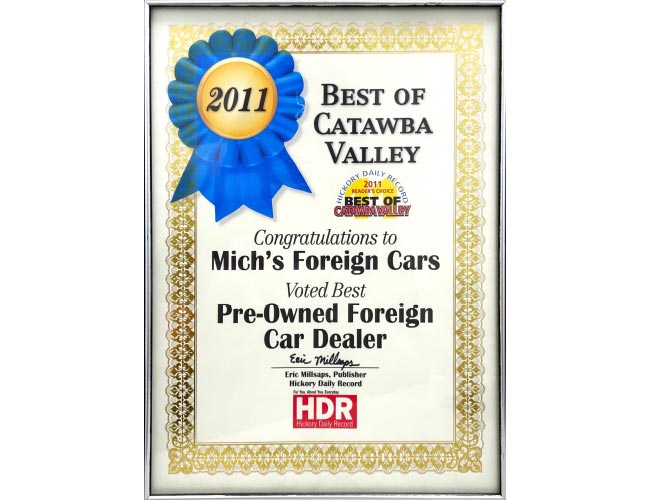 Michs Foreign Cars Serving Hickory, NC, Used Cars Our Awards