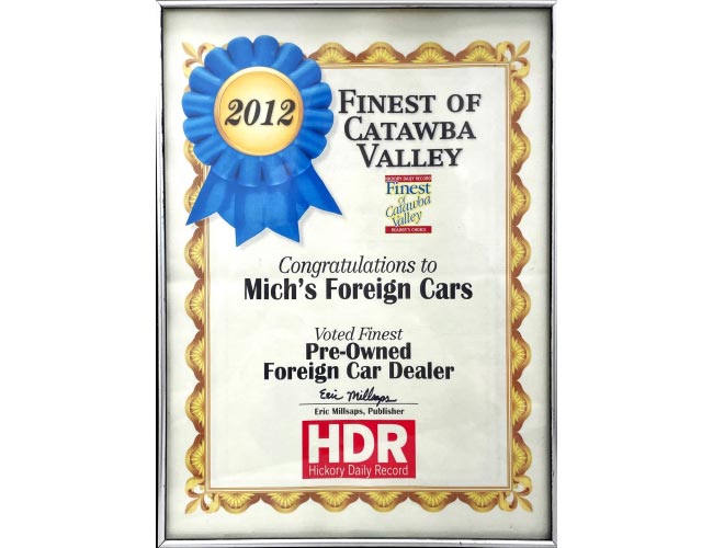 Michs Foreign Cars Serving Hickory, NC, Used Cars Our Awards