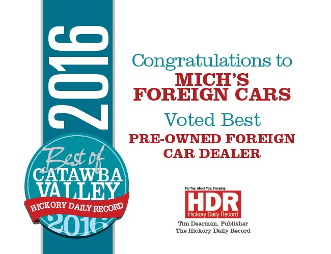 Michs Foreign Cars Serving Hickory, NC, Used Cars Our Awards