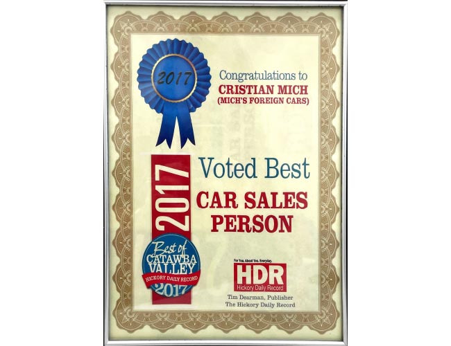 Michs Foreign Cars Serving Hickory, NC, Used Cars Our Awards