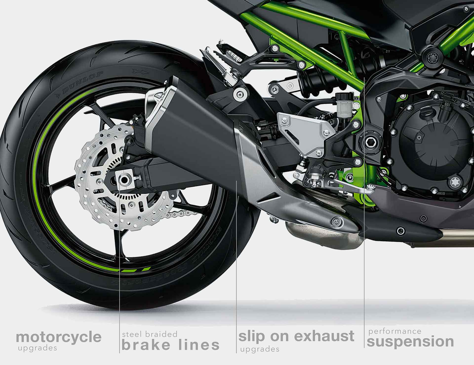 kawasaki z H2 hypersport motorcycle upgrade san francisco brake lines slip on exhaust suspension