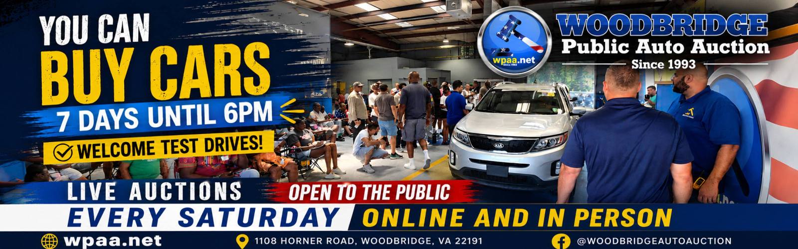 crowd at woodbridge auto auction online in person