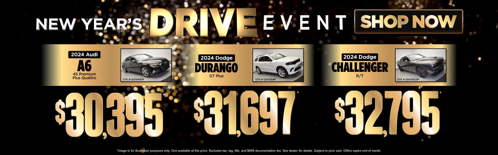 Image is for illustration purposes only. One available at this price. Excludes tax, tag, title, and $699 documentation fee. See dealer for details. Subject to prior sale. Offers expire end of month.