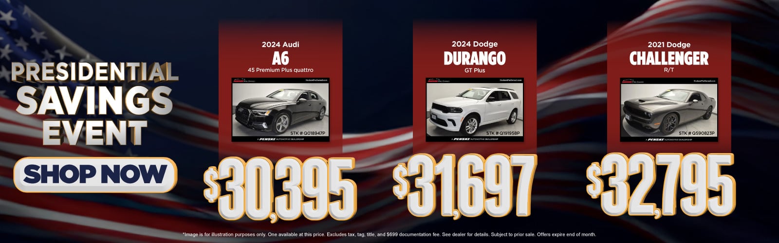 (1) Image is for illustration purposes only. One available at this price. Excludes tax, tag, title, and $699 documentation fee. See dealer for details. Subject to prior sale. Offers expire end of month.